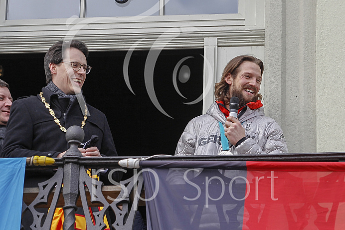 Olympia-Feier am 3.03.18 in Deggendorf für Timo Pielmeier (#51 Torwart ERC)